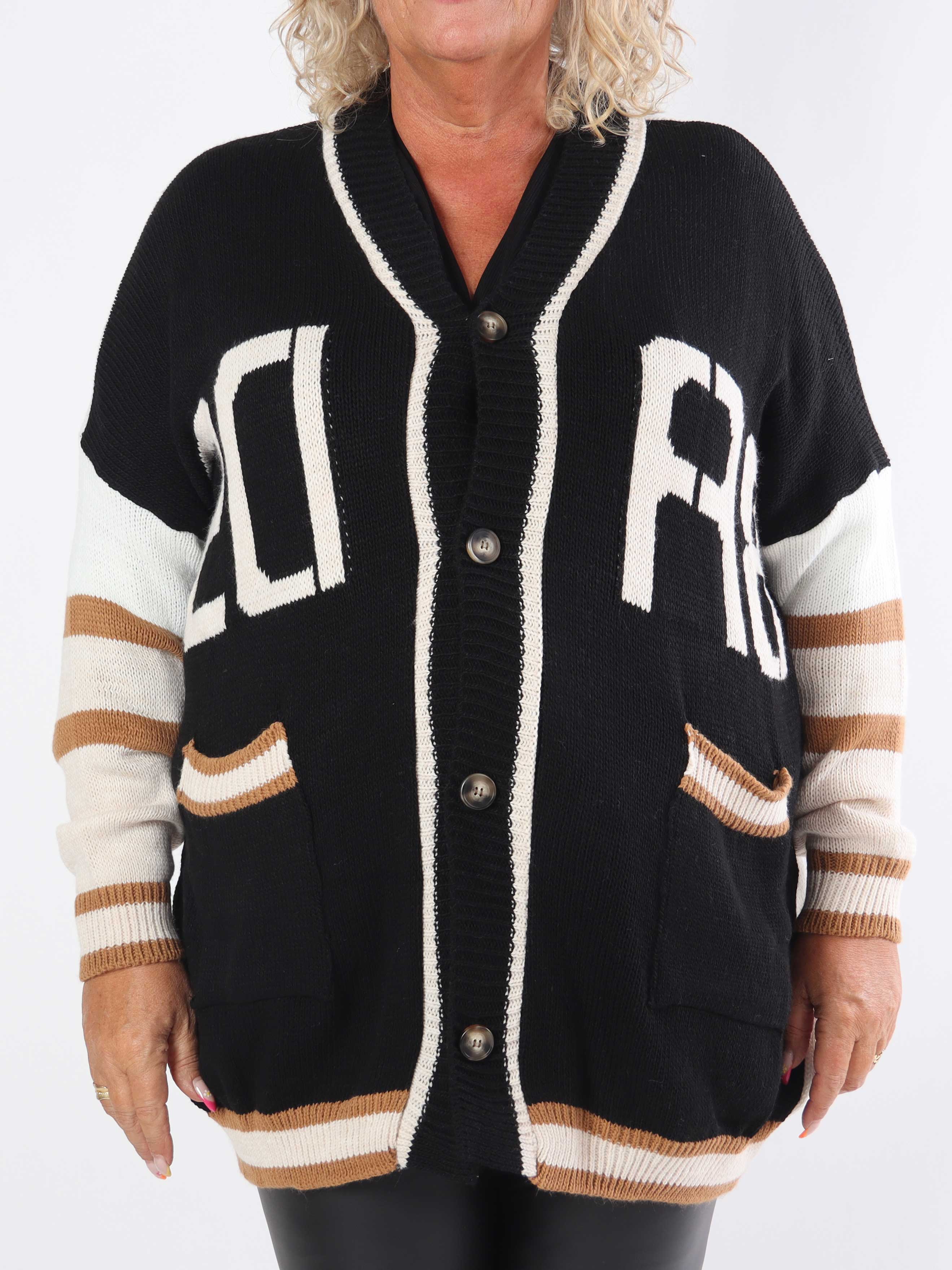 Diah - Flerfarvet plus size college strikcardigan